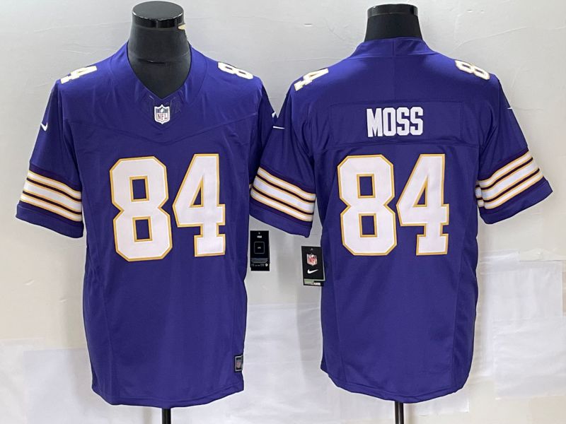 Men Minnesota Vikings #84 Moss Purple Nike Throwback Vapor Limited NFL Jersey